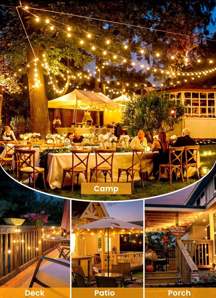 Brightown 58FT Solar String Lights Outdoor with Remote Cable Ties and Hooks, Commercial Grade Patio Lights with 26 LED Shatterproof Bulbs, 3 Light Modes Hanging Light for Backyard Party Decor - Image 9