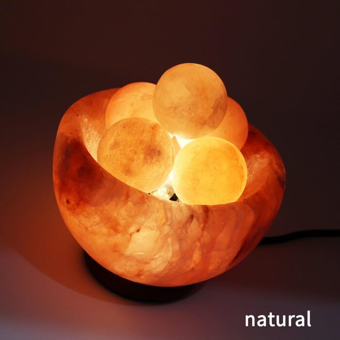 UMAID Himalayan Salt Lamp Bowl with 6 Massage Balls – Dimmable Natural Pink Rock Salt Lamp for Relaxation, Meditation,Yoga, Spa, Office, Bedroom, Wellness, Home Decor, and Unique Gift - Image 2