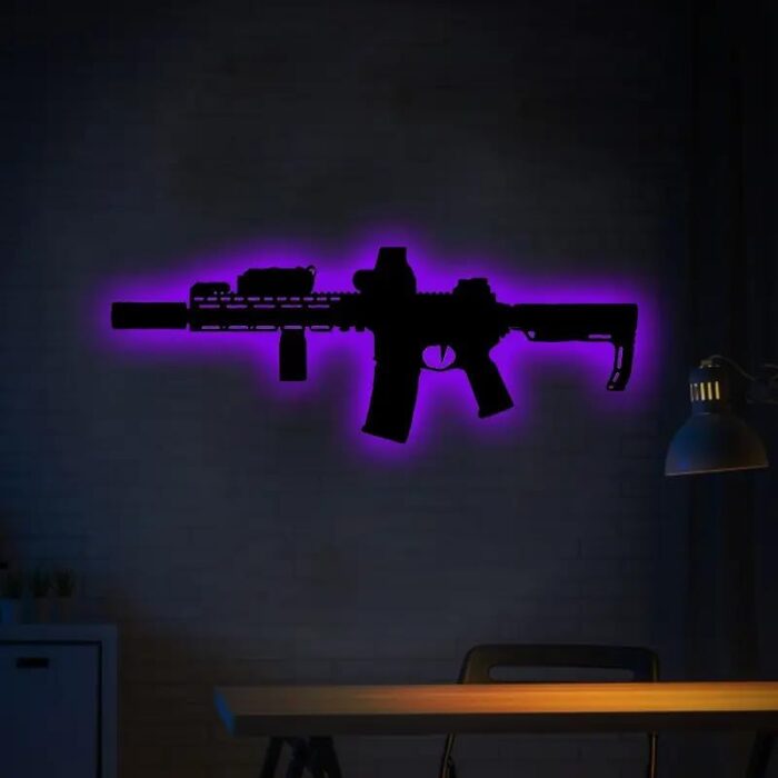 Silhouette Gun Wall Light Gaming Room Decor for Home Decor Plaques Birthday Gift Wall Decor Wall Lamp Boy Friend Gift (3 Key Controllers) - Image 8
