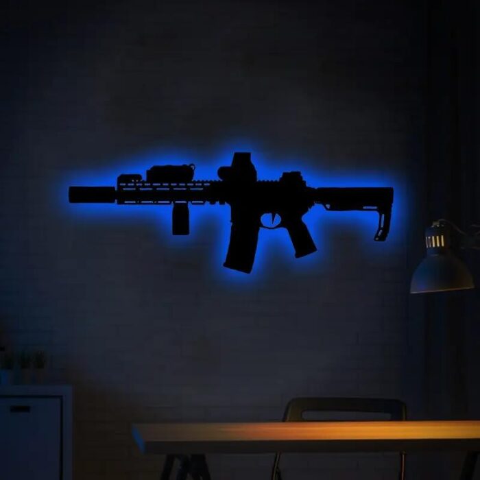 Silhouette Gun Wall Light Gaming Room Decor for Home Decor Plaques Birthday Gift Wall Decor Wall Lamp Boy Friend Gift (3 Key Controllers) - Image 7