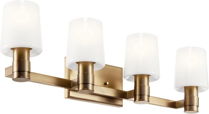 KICHLER Adani 4-Light Vanity, Modern Light with Opal Glass in Champagne Bronze, Bathroom (8.25" x 30"), 55177CPZ