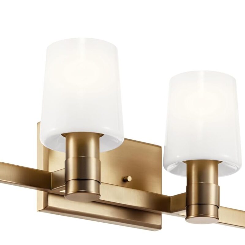 KICHLER Adani 4-Light Vanity, Modern Light with Opal Glass in Champagne Bronze, Bathroom (8.25" x 30"), 55177CPZ