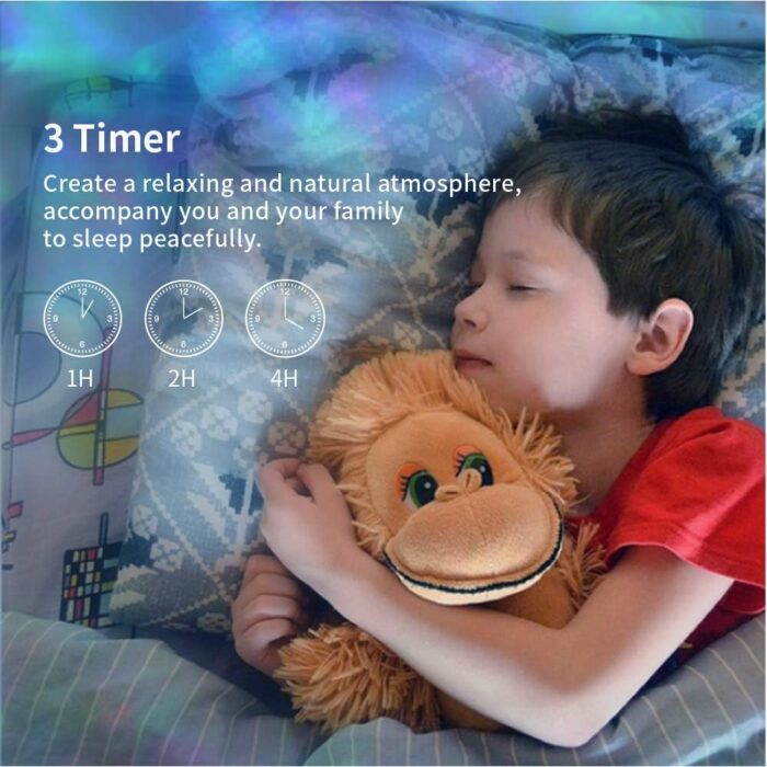 TOMNEW Night Light Projector, Ocean Wave Night Light for Kids Room, Remote and Timer, Dimmable 7 Light Modes and Bulit-in Sound Machine, Mermaid Decor Birthday Christmas Gifts (Blue) - Image 3