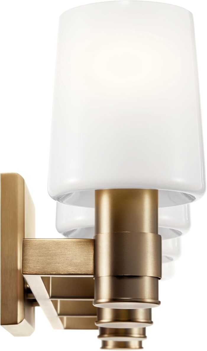 KICHLER Adani 4-Light Vanity, Modern Light with Opal Glass in Champagne Bronze, Bathroom (8.25" x 30"), 55177CPZ - Image 3