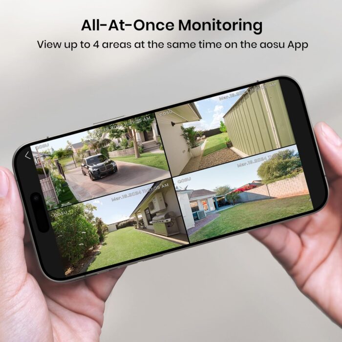 AOSU Security Cameras Outdoor Wireless, 2 Cam-Kit, No Subscription, Solar-Powered, Home Security Cameras System with 360° Pan & Tilt, Auto Tracking, 2K Color Night Vision, Easy Setup, 5G & 2.4G WiFi - Image 3