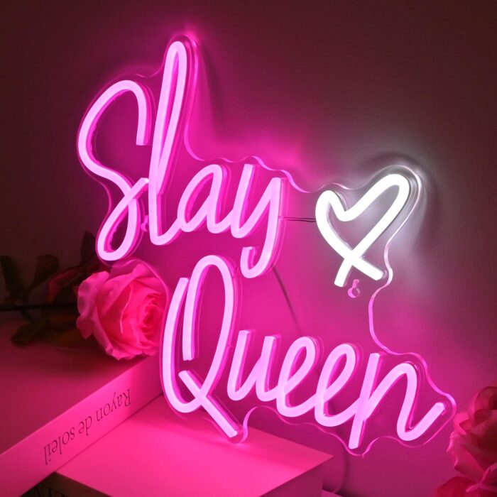 Slay Queen Neon Sign Pink White LED Neon Light Up Signs for Wall Decor Usb Neon Light for Bedroom Preppy Girl Aesthetic Room Dorm Decor Y2k Party Gifts - Image 2