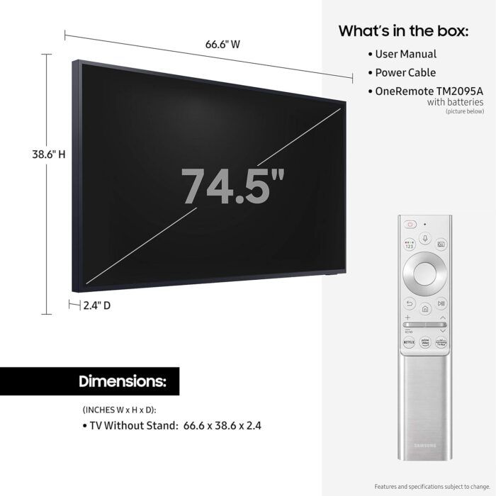 SAMSUNG 75-inch Class QLED 4K The Terrace Partial Sun Outdoor, Direct Full Array 16x, Quantum HDR 32x, Weatherproof, Wide Viewing Angle Smart TV w/ Alexa Built-in (QN75LST7TAFXZA, Latest Model) - Image 7
