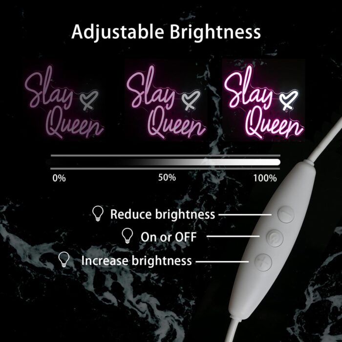 Slay Queen Neon Sign Pink White LED Neon Light Up Signs for Wall Decor Usb Neon Light for Bedroom Preppy Girl Aesthetic Room Dorm Decor Y2k Party Gifts - Image 4