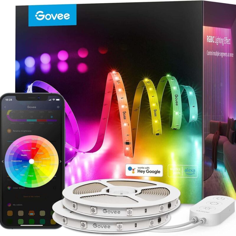 Govee 100ft RGBIC LED Strip Lights, Smart LED Lights Work with Alexa and Google Assistant, LED Lights for Bedroom WiFi App Control Segmented DIY Multiple Colors, Color Changing Light, (2 x 50ft)