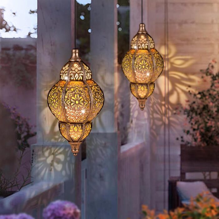 Solar Lantern Outdoor Waterproof, Hanging Garden Decor, Metal Moroccan Decorative Lights for Yard, Patio, Lawn, Porch, Unique Housewarming Gifts - Image 7