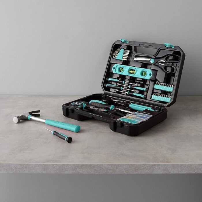 Amazon Basics Household Tool Kit With Storage Case, 142 Piece, Turquoise, 13.39 x 9.25 x 2.95 inch - Image 7