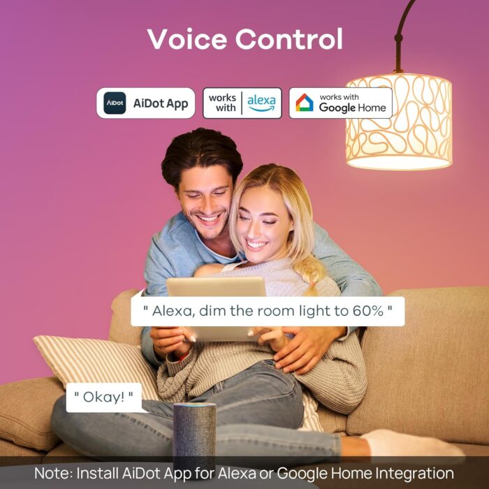 Linkind Smart Light Bulbs, Smart Bulb That Work with Alexa & Google Home, LED Light Bulbs Color Changing, 104 Preset Scene, Music Sync, A19 E26 2.4GHz RGBTW WiFi Bluetooth Light Bulb 60W, 800LM, 4Pack - Image 3