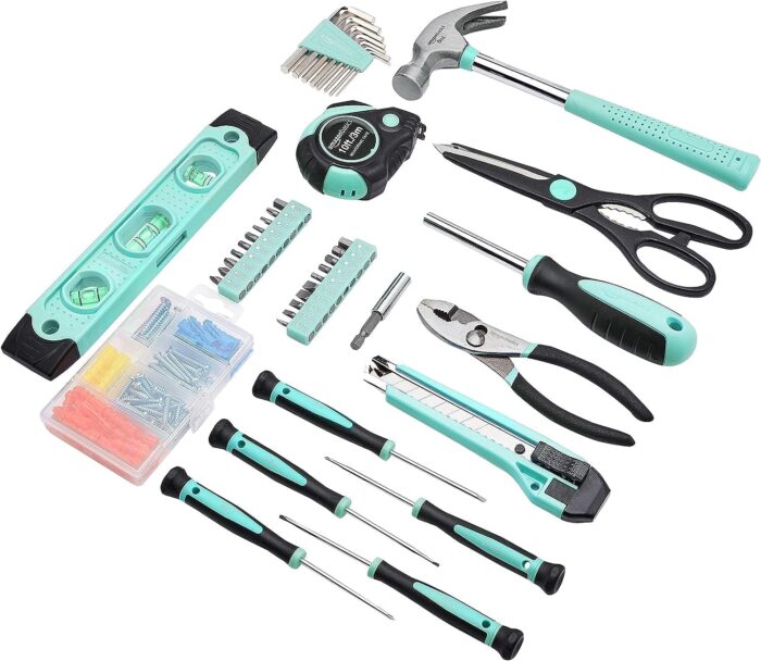Amazon Basics Household Tool Kit With Storage Case, 142 Piece, Turquoise, 13.39 x 9.25 x 2.95 inch - Image 2