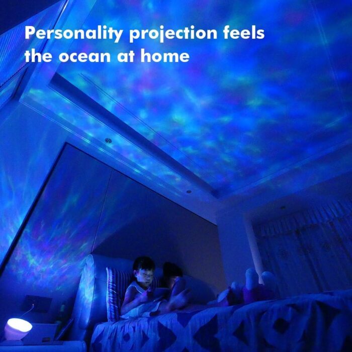 TOMNEW Night Light Projector, Ocean Wave Night Light for Kids Room, Remote and Timer, Dimmable 7 Light Modes and Bulit-in Sound Machine, Mermaid Decor Birthday Christmas Gifts (Blue) - Image 7