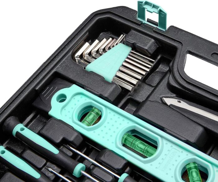 Amazon Basics Household Tool Kit With Storage Case, 142 Piece, Turquoise, 13.39 x 9.25 x 2.95 inch - Image 4