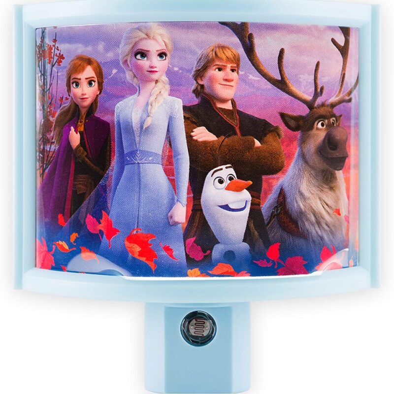 Disney Frozen Wrap Shade LED Night Light, Plug-in, Dusk to Dawn, Girls Bedroom Decor, UL-Listed, Ideal for Nursery, Bathroom, 46276