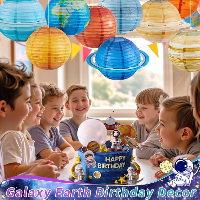 Easy Joy Space Paper Lantern Planets Lanterns Out of This World Space Outer Space Party Decorations Galaxy Earth Birthday Decor Classroom Science Astronaut Theme Solar System Party for Kids 8PCS - Image 4