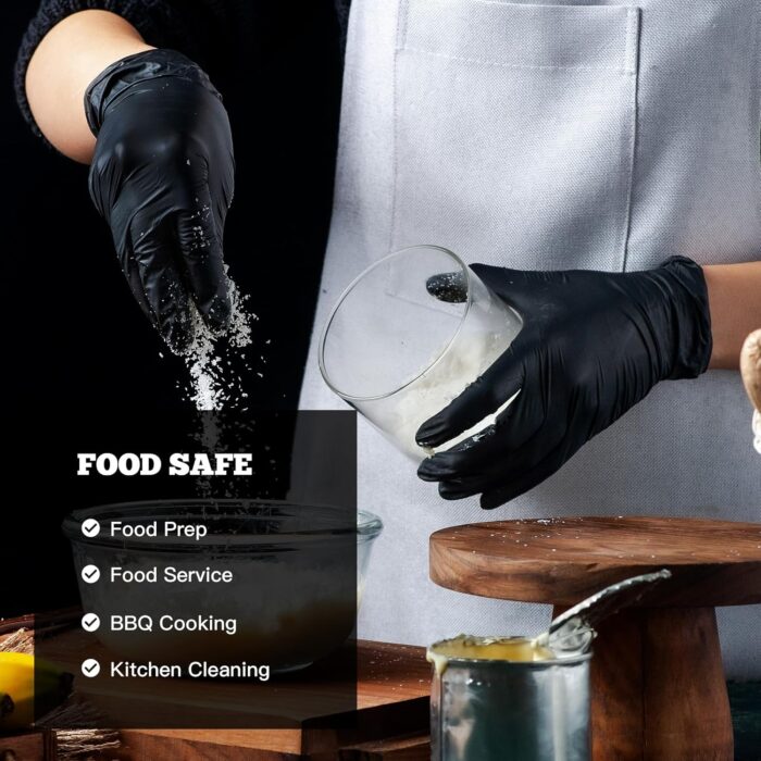 TitanFlex Disposable Nitrile Exam Gloves, 6-mil, Black, Heavy Duty Disposable Gloves, Cooking Gloves, Latex Free, Powder Free - Image 5