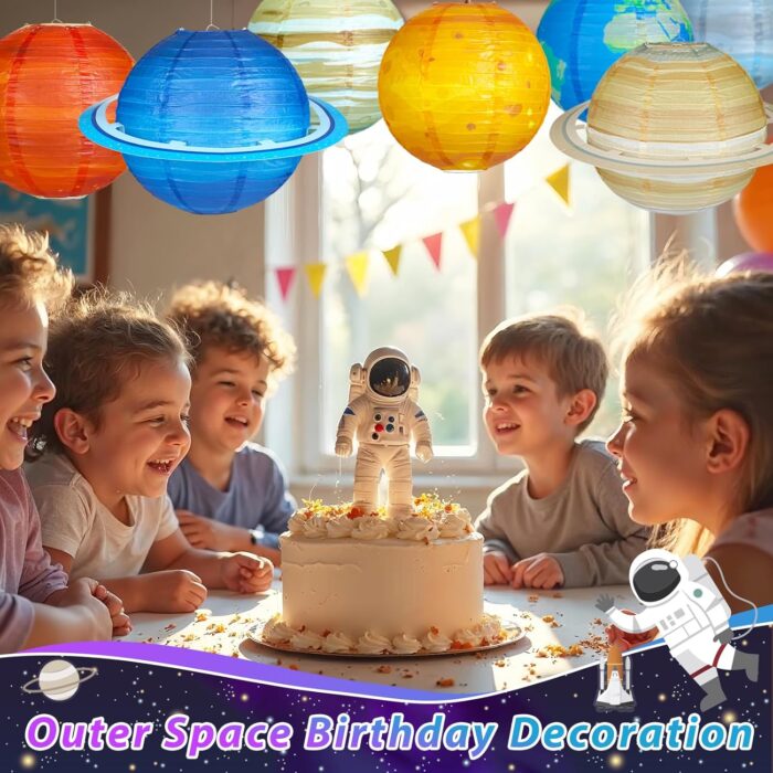8 PCS Planet Paper Lanterns, 12 Inch Outer Space Party Decorations, Solar System Hanging Planets Lantern for Kids Space Theme Party Birthday Room Decorations - Image 6