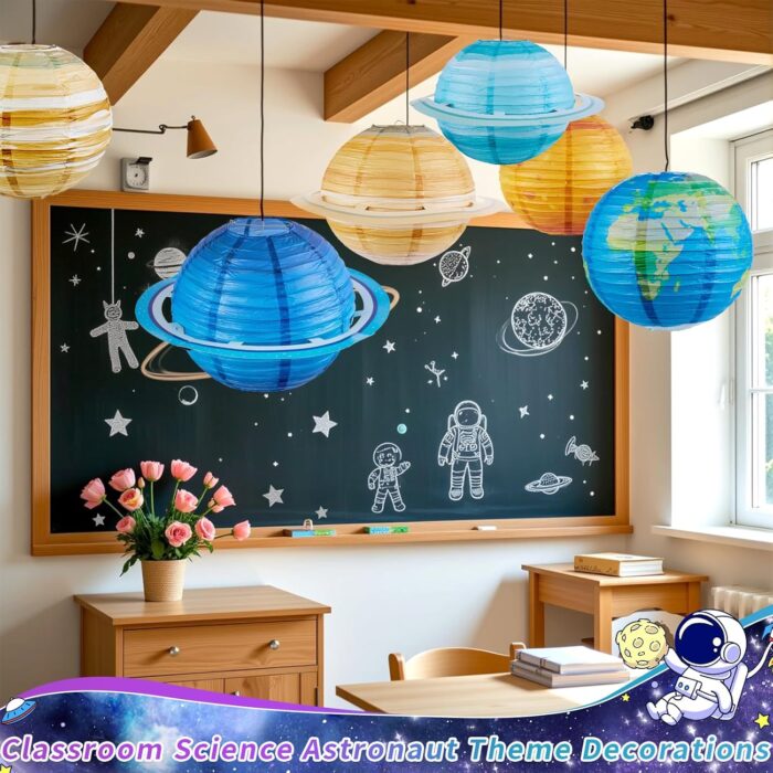 Easy Joy Space Paper Lantern Planets Lanterns Out of This World Space Outer Space Party Decorations Galaxy Earth Birthday Decor Classroom Science Astronaut Theme Solar System Party for Kids 8PCS - Image 6
