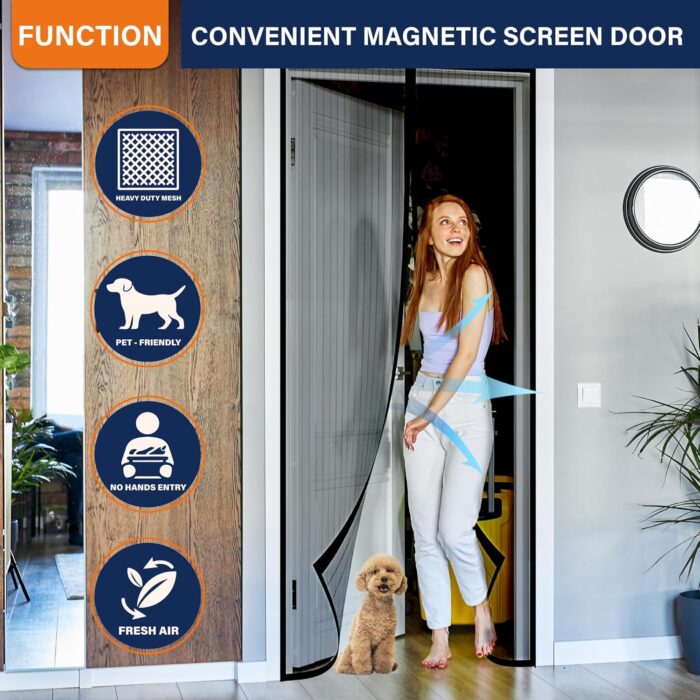 Mesh Screen with Magnetic Closure-Keeps Bugs Out Let Breeze in, Heavy Duty - Pet and Kid Friendly, Works with Front, Sliding Doors (38 x 82 Inch) - Image 2