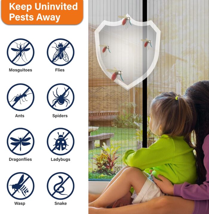 Mesh Screen with Magnetic Closure-Keeps Bugs Out Let Breeze in, Heavy Duty - Pet and Kid Friendly, Works with Front, Sliding Doors (38 x 82 Inch) - Image 5