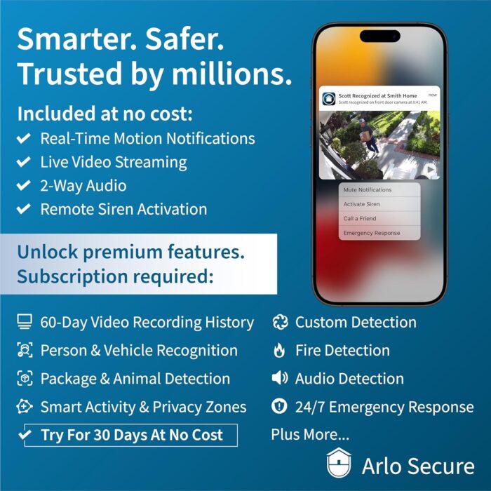 Arlo Essential Security Camera 2K | Outdoor-Indoor | 2nd Gen | Wireless with Spotlight, 2-Way Audio, Color Night Vision, Live Stream, Motion Activation, Real Time Notifications - White, 2 Camera - Image 5