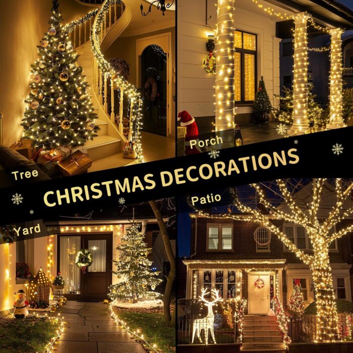JMEXSUSS 200 LED String Lights Indoor Outdoor Clear Wire, Connectable Warm White Christmas Lights for Bedroom, 66 Ft Twinkle Fairy Classroom Light Plug in for Home Wedding Tree Yard Patio Decor - Image 6