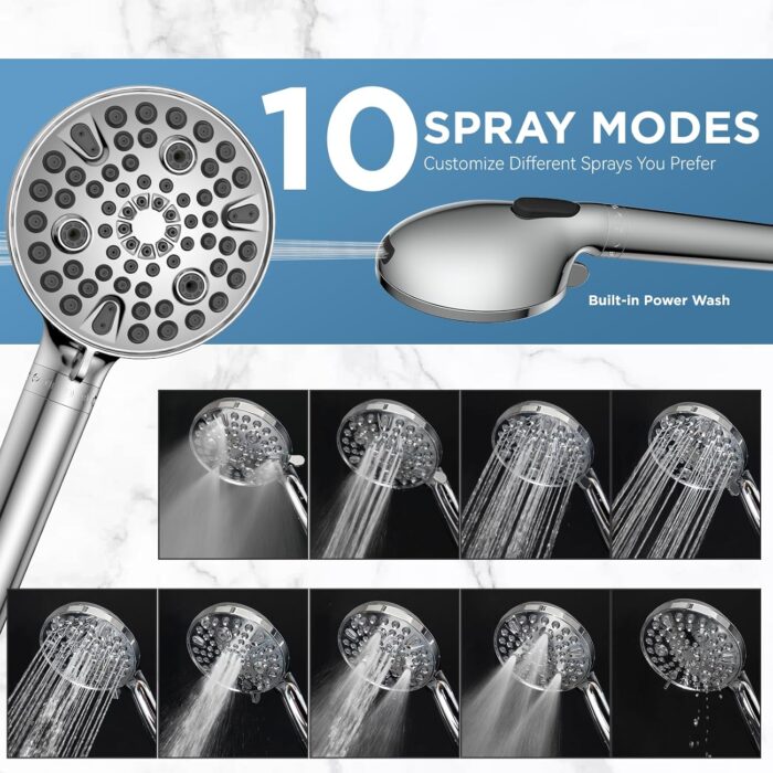 Dual Filtered Rain Shower Head Combo, Handheld Shower Head with Adjustable Bar - Rainfall Shower Head And Showerhead with Filter for Hard Water - Removes Chlorine - Image 5