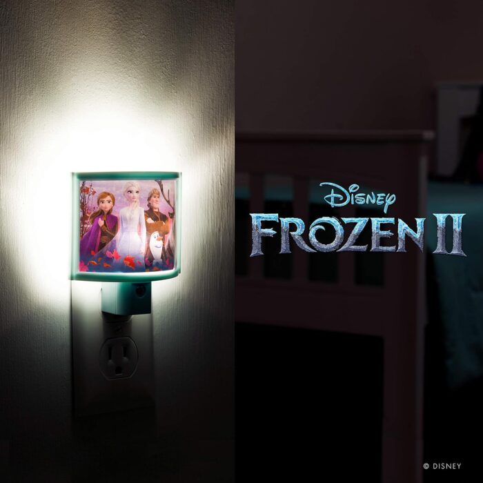 Disney Frozen Wrap Shade LED Night Light, Plug-in, Dusk to Dawn, Girls Bedroom Decor, UL-Listed, Ideal for Nursery, Bathroom, 46276 - Image 2
