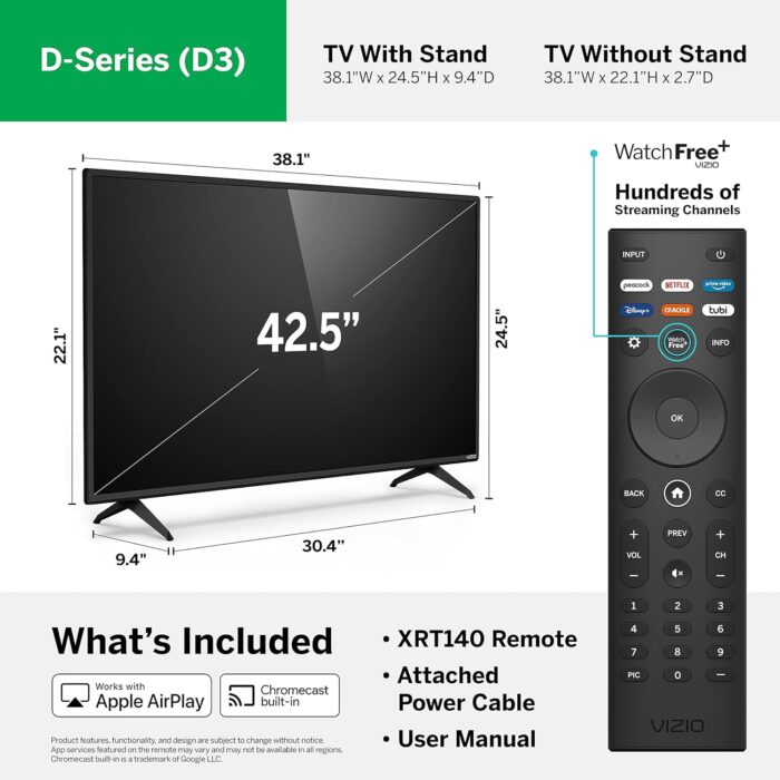 VIZIO 43-inch D-Series Full HD 1080p Smart TV with Apple AirPlay and Chromecast Built-in, Alexa Compatibility, D43f-J04, 2022 Model - Image 4