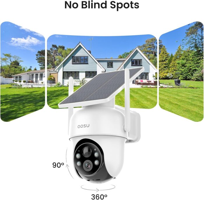 AOSU Security Cameras Outdoor Wireless, 2 Cam-Kit, No Subscription, Solar-Powered, Home Security Cameras System with 360° Pan & Tilt, Auto Tracking, 2K Color Night Vision, Easy Setup, 5G & 2.4G WiFi - Image 5