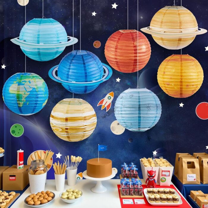 Easy Joy Space Paper Lantern Planets Lanterns Out of This World Space Outer Space Party Decorations Galaxy Earth Birthday Decor Classroom Science Astronaut Theme Solar System Party for Kids 8PCS - Image 5