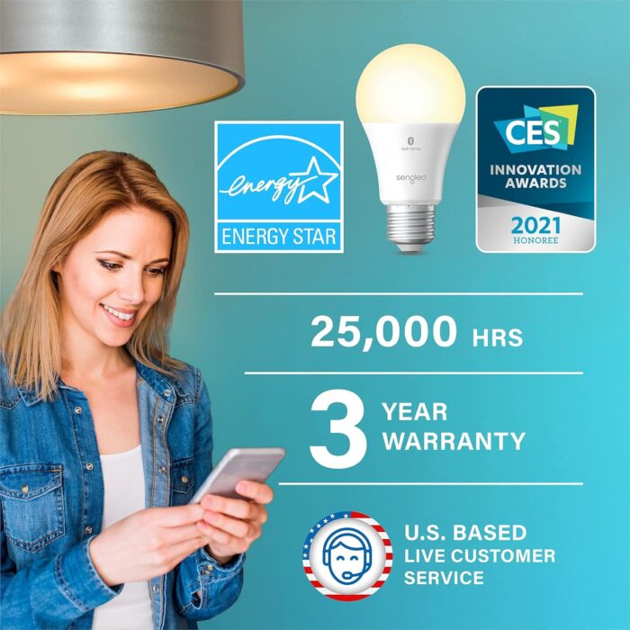 Sengled Alexa Light Bulb, Bluetooth Mesh Smart Light Bulbs, Smart Bulbs That Work with Alexa Only, Dimmable LED Bulb E26 A19, 60W Equivalent Soft White 800LM, Certified for Humans Device, 4 Pack - Image 2