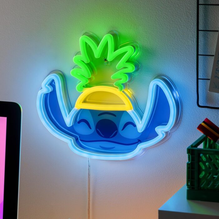 Paladone Lilo & Stitch Pineapple LED Neon Wall Light, Officially Licensed Disney Lamp with Power Cord for Home, Bedroom, Living Space, Gift for Movie Fans - Image 2