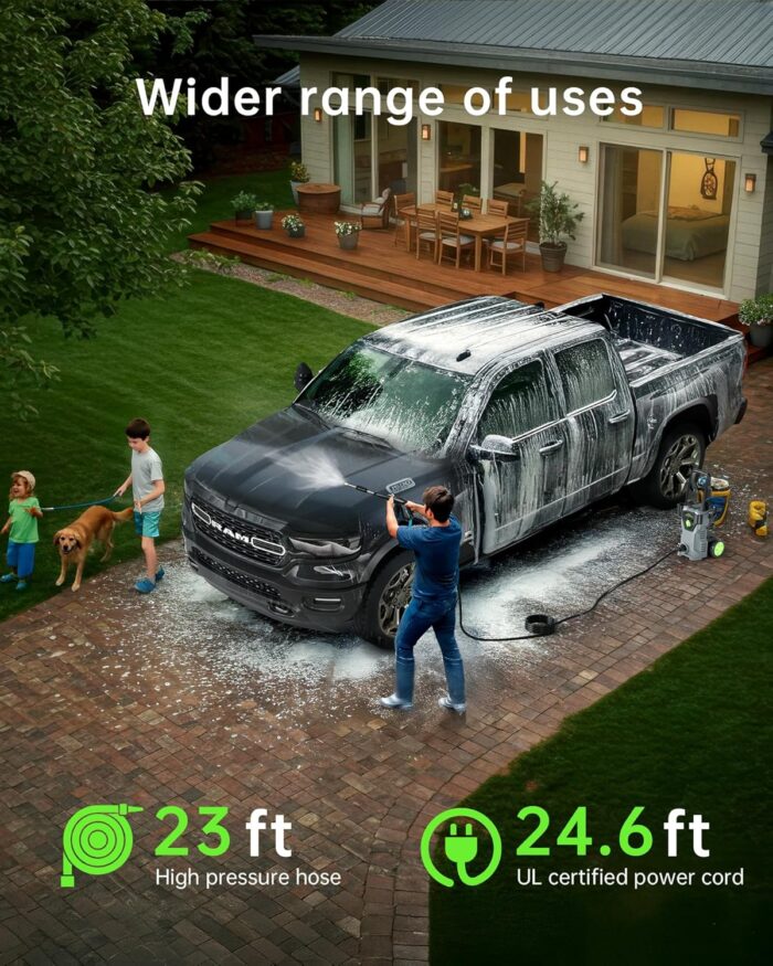Pressure Washer, 4800PSI 3.0 GPM Max Power Washer Power washers Electric Powered, High Pressure Washer with Foam Cannon for Cars, Fences, Patios, Decks, Patios and Driveway Powerwasher - Image 5
