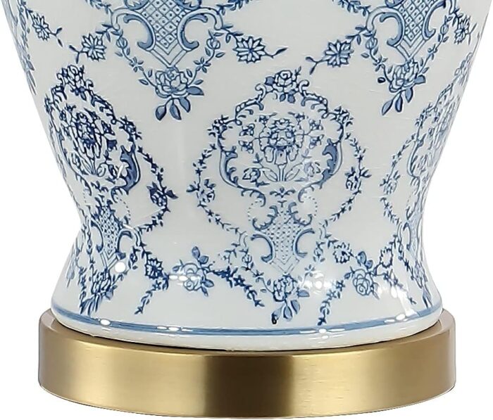 JONATHAN Y JYL3085A Juliana 22.25" Traditional Classic Chinoiserie Ceramic LED Table Lamp French Country Bedside Desk Nightstand Lamp for Bedroom Living Room Office College Bookcase, Blue/White - Image 5