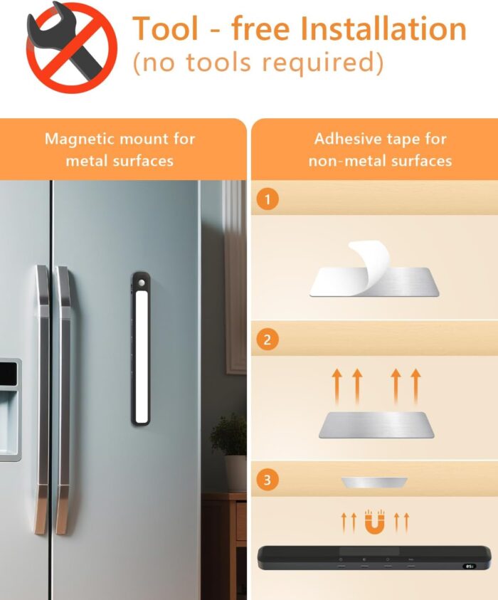 WILLED Under Cabinet & Closet Lights, Motion Sensor, Rechargeable, Magnetic, 3 Color Temps, Dimmable LED Light Bar for Indoor Kitchen Counter (2 Pack, Black) - Image 6