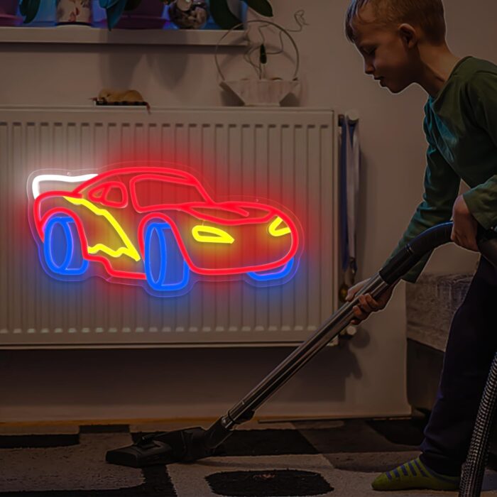Car Neon Sign for Wall Decor Dimmable Racing Car Neon Sign Led Neon Light Neon Racing Car Sign Car Neon Lights Signs Light Up Sign for Kids Bedroom Boys Room Playroom Birthday Party Gifts, acrylic - Image 2