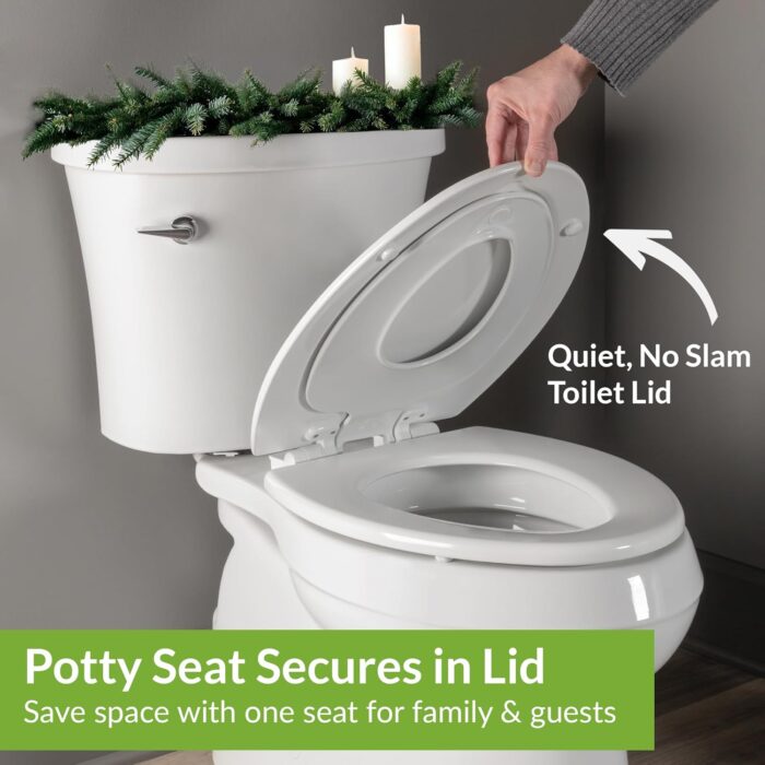 Mayfair NextStep2 Slow-Close Toilet Seat with Built-In Toddler Potty Training Seat, Removable, White, Elongated - Image 8