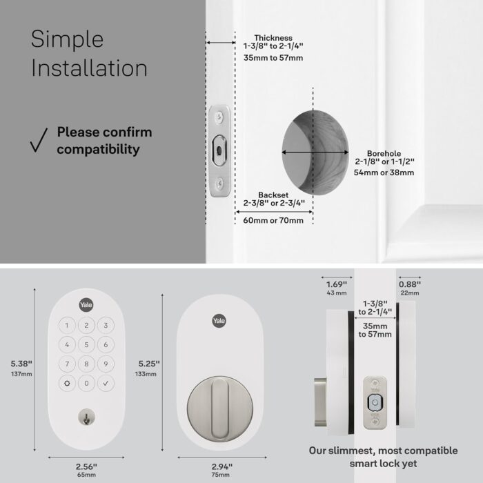 Yale Matte Black Keyed Deadbolt Smart Lock with Google Matter, YRD510-MT1-BLK - Image 7