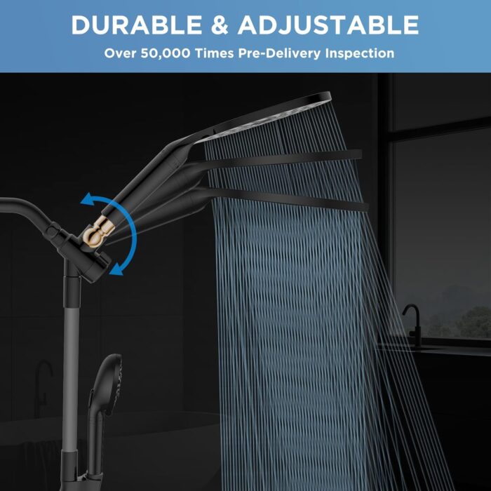 Dual Filtered Rain Shower Head Combo, High Pressure Handheld Shower Head with Adjustable Bar - Rainfall Shower Head And Showerhead with Filter for Hard Water - Removes Chlorine - Image 2