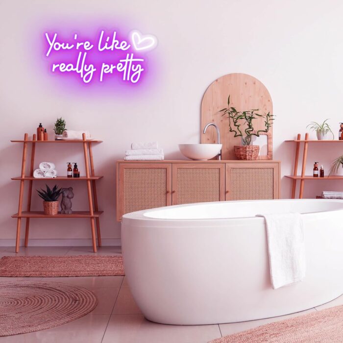 You're Like Really Pretty Neon Sign Wall Decor for Bedroom/Girls Room/Salon/Party/Present - 16"x8" Purple Your Like Really Pretty LED Sign Light for Women, Heart Design & 100,000H Lifespan - Image 6