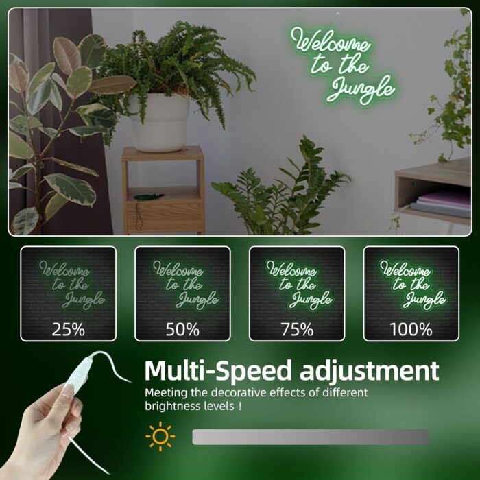 Welcome to the Jungle Neon Sign Jungle Decor Green Led Word Neon Light Signs for Wall Decor Usb Letter Light Up Sign for Garden Home Entryway Front Porch Party Gift - Image 6