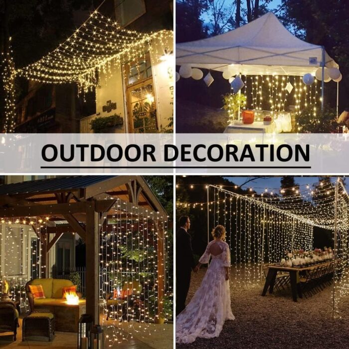 Solhice LED Curtain Lights Outdoor 40ft x10ft, 800 LED Plug in Hanging String Lights Indoor, Christmas Twinkle Lights Backdrop for Outside Backyard Patio Wedding Décor, Warm White (Not Connectable) - Image 5