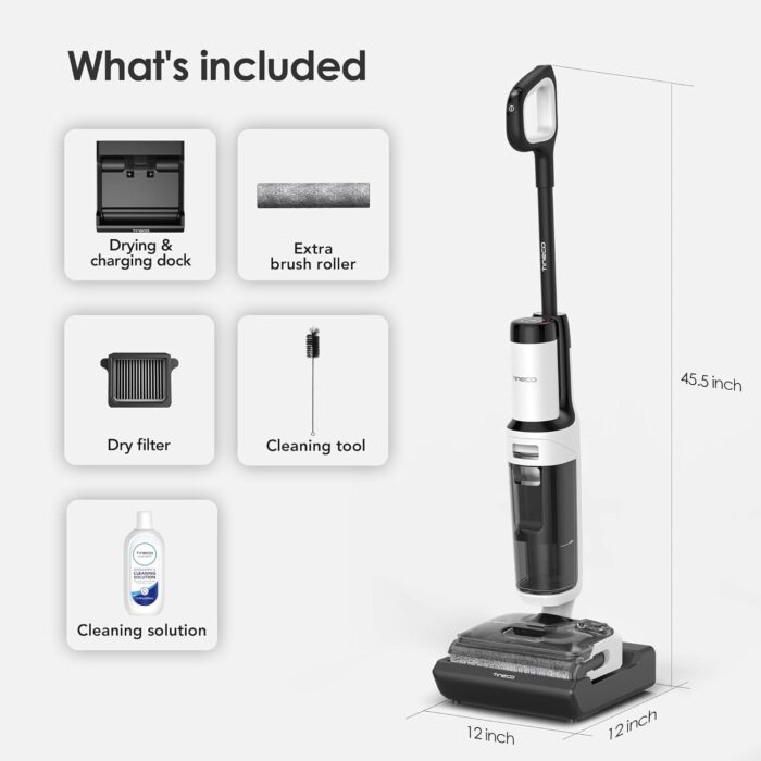 Tineco Floor ONE Stretch S6 Cordless Wet Dry Vacuum Cleaner, 180°Lay-Flat Smart Vacuum Mop, 40 Minutes Long Runtime 158℉ Flashdry Self-Cleaning, Dual-Sided Edge Cleaning Lightweight Floor Cleaner - Image 9