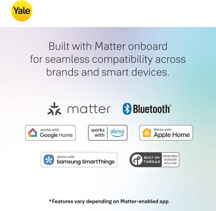 Yale Matte Black Keyed Deadbolt Smart Lock with Google Matter, YRD510-MT1-BLK - Image 2