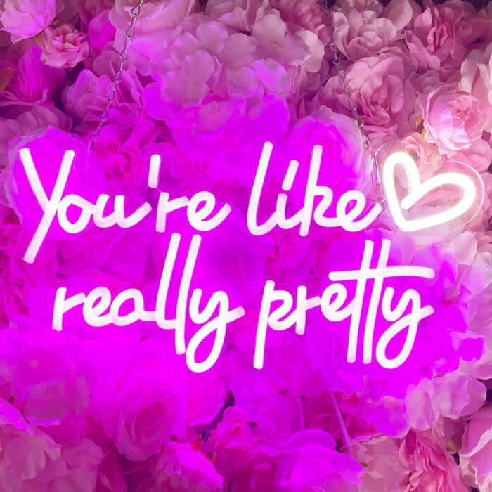 You're Like Really Pretty Neon Sign Wall Decor for Bedroom/Girls Room/Salon/Party/Present - 16"x8" Purple Your Like Really Pretty LED Sign Light for Women, Heart Design & 100,000H Lifespan - Image 8