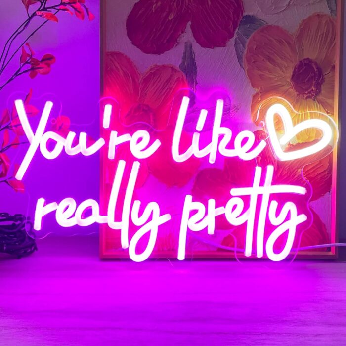 You're Like Really Pretty Neon Sign Wall Decor for Bedroom/Girls Room/Salon/Party/Present - 16"x8" Purple Your Like Really Pretty LED Sign Light for Women, Heart Design & 100,000H Lifespan - Image 7