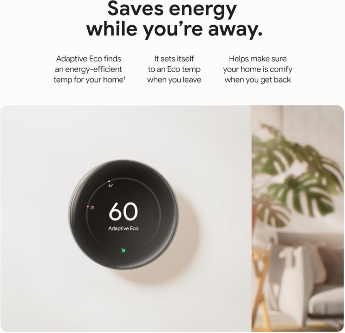 Google Nest Learning Thermostat (4th Gen, 2024) with Nest Temperature Sensor - Energy Saving Smart Thermostat - Works with Alexa, Apple HomeKit and Google Home App - Polished Obsidian - Image 4